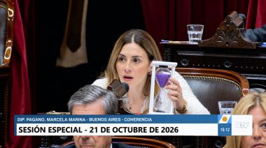 Marcela Pagano sacó un reloj de arena para Milei en Diputados: su dura advertencia