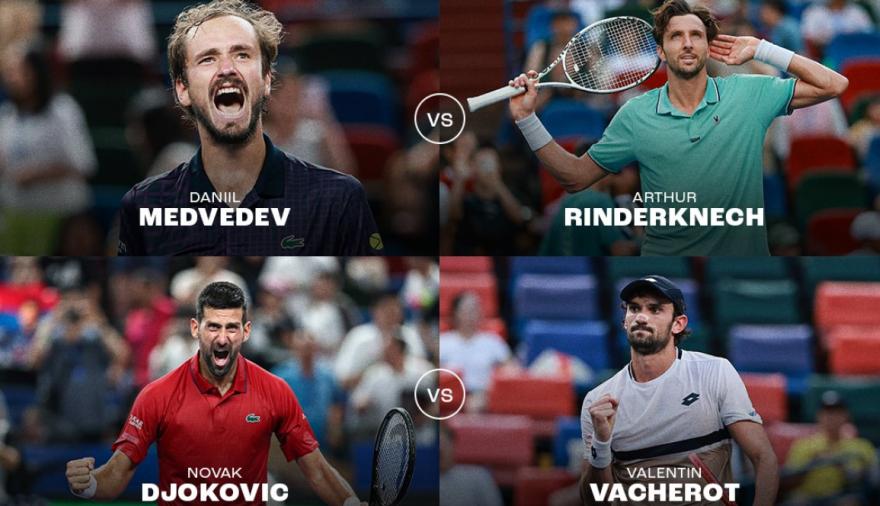 Shanghai: Djokovic y Medvedev buscan la final frente a dos revelaciones