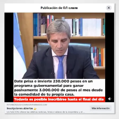 Alertan por estafas que usan la imagen de Luis Caputo para promocionar una falsa inversión