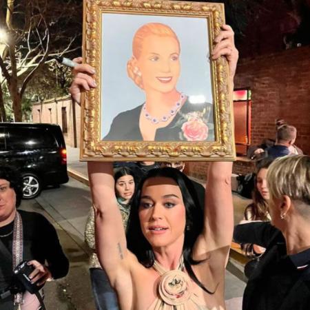 Katy Perry ya está en Argentina y se mostró con un cuadro de Evita