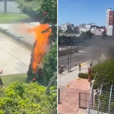 Interna K en Lanús: prendieron fuego un árbol de navidad en medio de la protesta