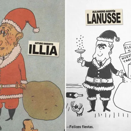 Perón, Onganía, Alfonsín y Menem como Papá Noel: las geniales caricaturas de Landrú