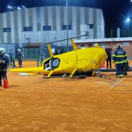 Helicóptero cayó sobre canchas de tenis del ex circuito KDT: hubo tres heridos