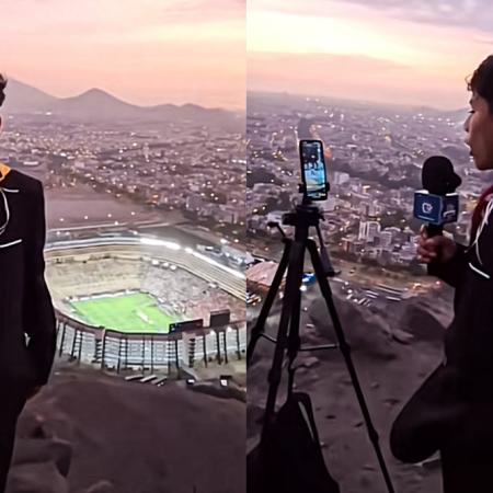 Un joven periodista relató la final de la Copa Libertadores desde un cerro