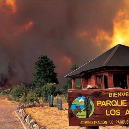 Incendio en Los Alerces: el fuego se reactivó por los fuertes vientos