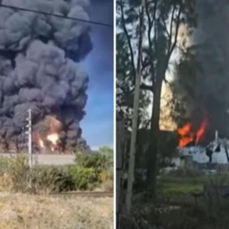 Francisco Álvarez: voraz incendio en una fábrica de pinturas