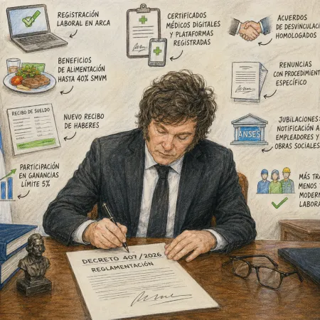 Milei reglamenta la reforma laboral: licencias médicas, renuncias y vales de comida