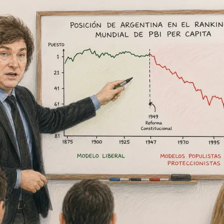 1949, la decadencia: el gráfico que Milei quiere que se enseñe en Argentina