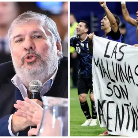 La bandera de Malvinas de la Selección que, según Mayans, frenó la Ley de Tierras