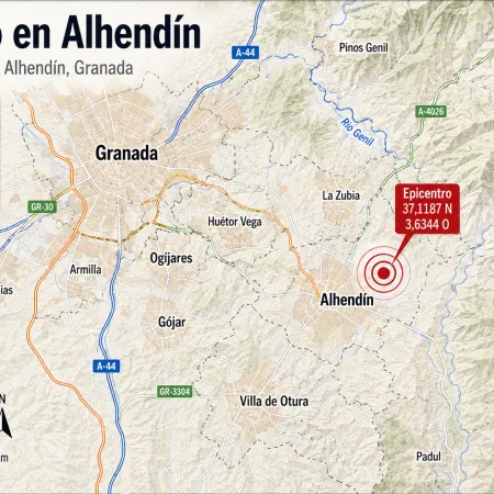 El IGN eleva a 5,0 el terremoto de Granada con epicentro junto a Alhendín