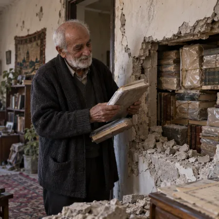 Abu Bilal recuperó en Homs más de mil libros ocultos detrás de una pared