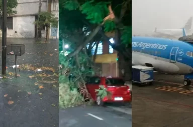 Fuerte temporal en AMBA: calles inundadas, árboles caídos y vuelos desviados