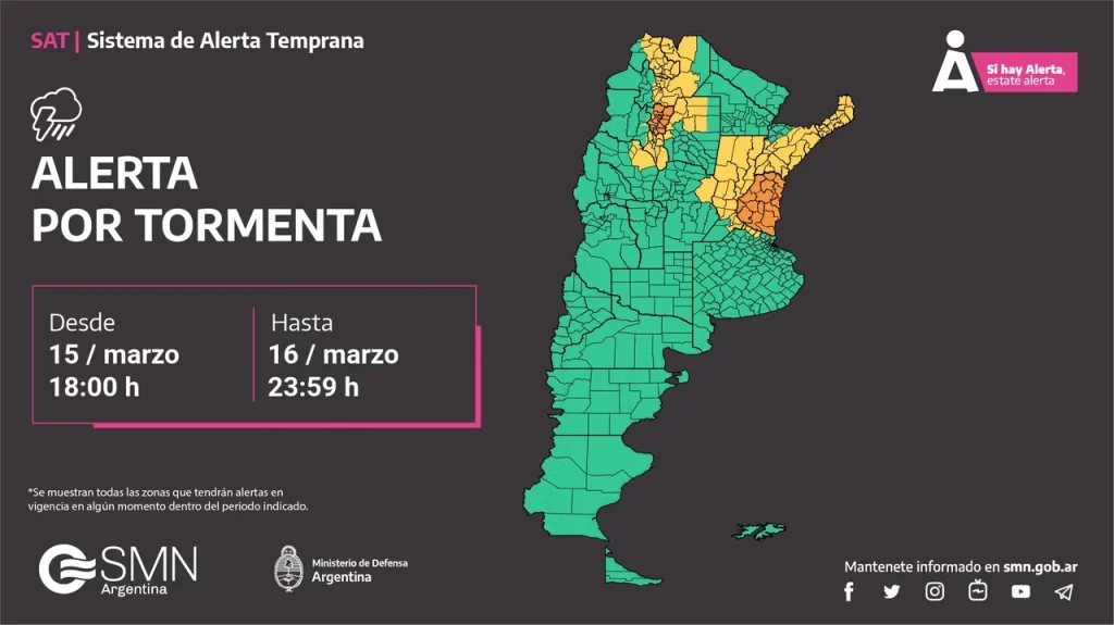 Alerta por tormentas y granizo: Buenos Aires y otras once provincias afectadas